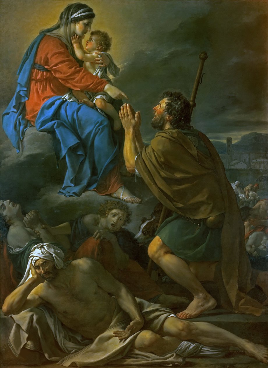 Pyhä Roch anoo Neitsyt Marialta vapautusta rutosta, 1780. tekijältä Jacques Louis David