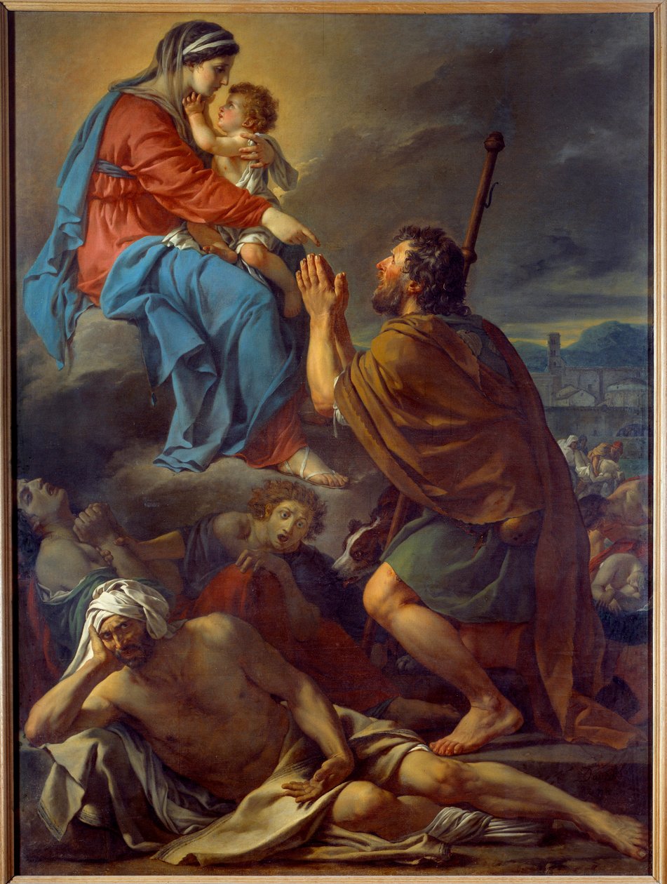 Pyhä Roch rukoilee Neitsyttä ruton lopettamisen puolesta. Jacques Louis Davidin (1748-1825) maalaus tekijältä Jacques Louis David
