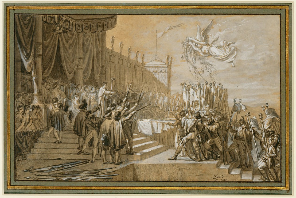 Armeijan keisarille pitämä saarna ... jakamisen jälkeen... tekijältä Jacques Louis David
