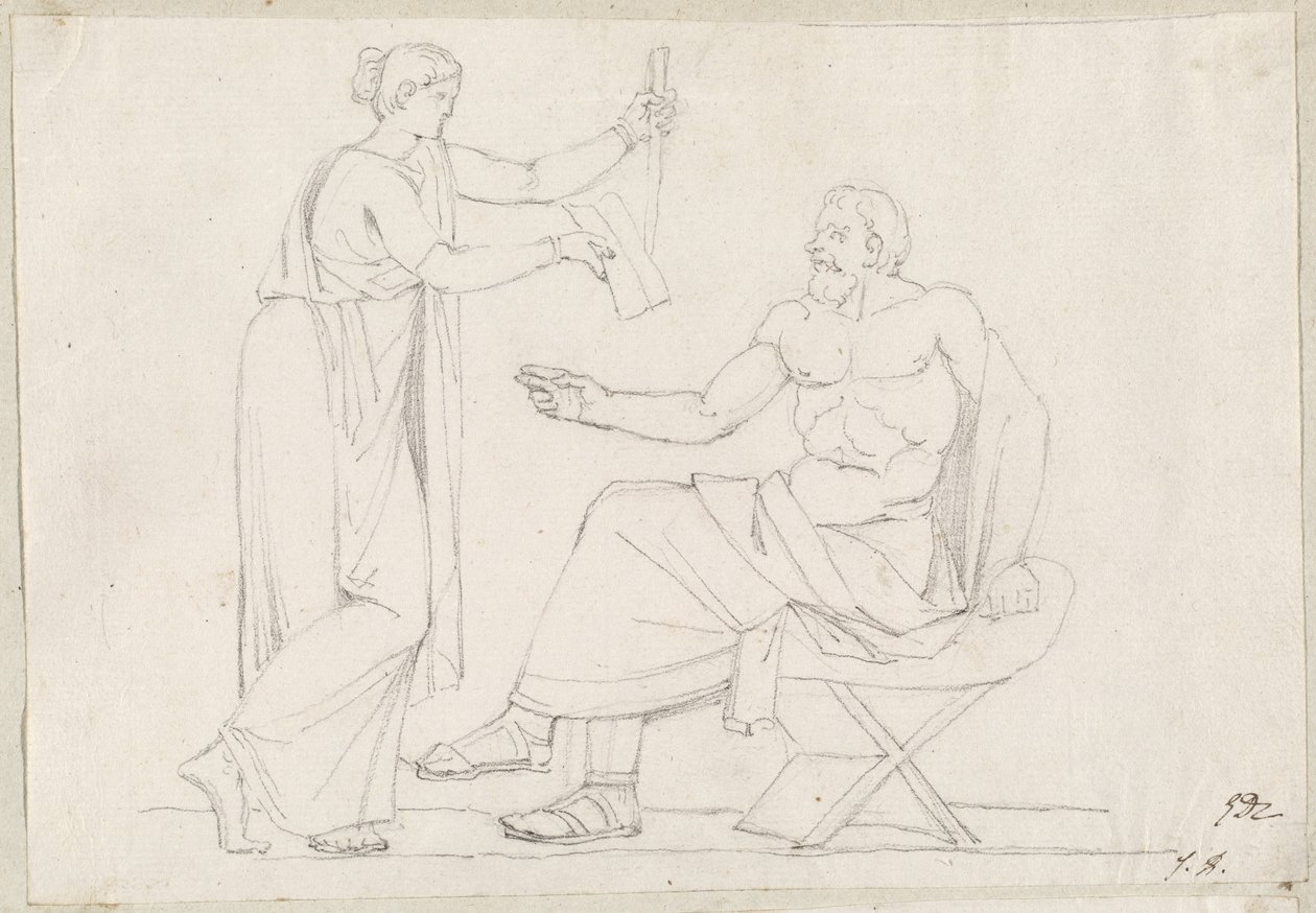 Sokrates ja Diotime tekijältä Jacques Louis David