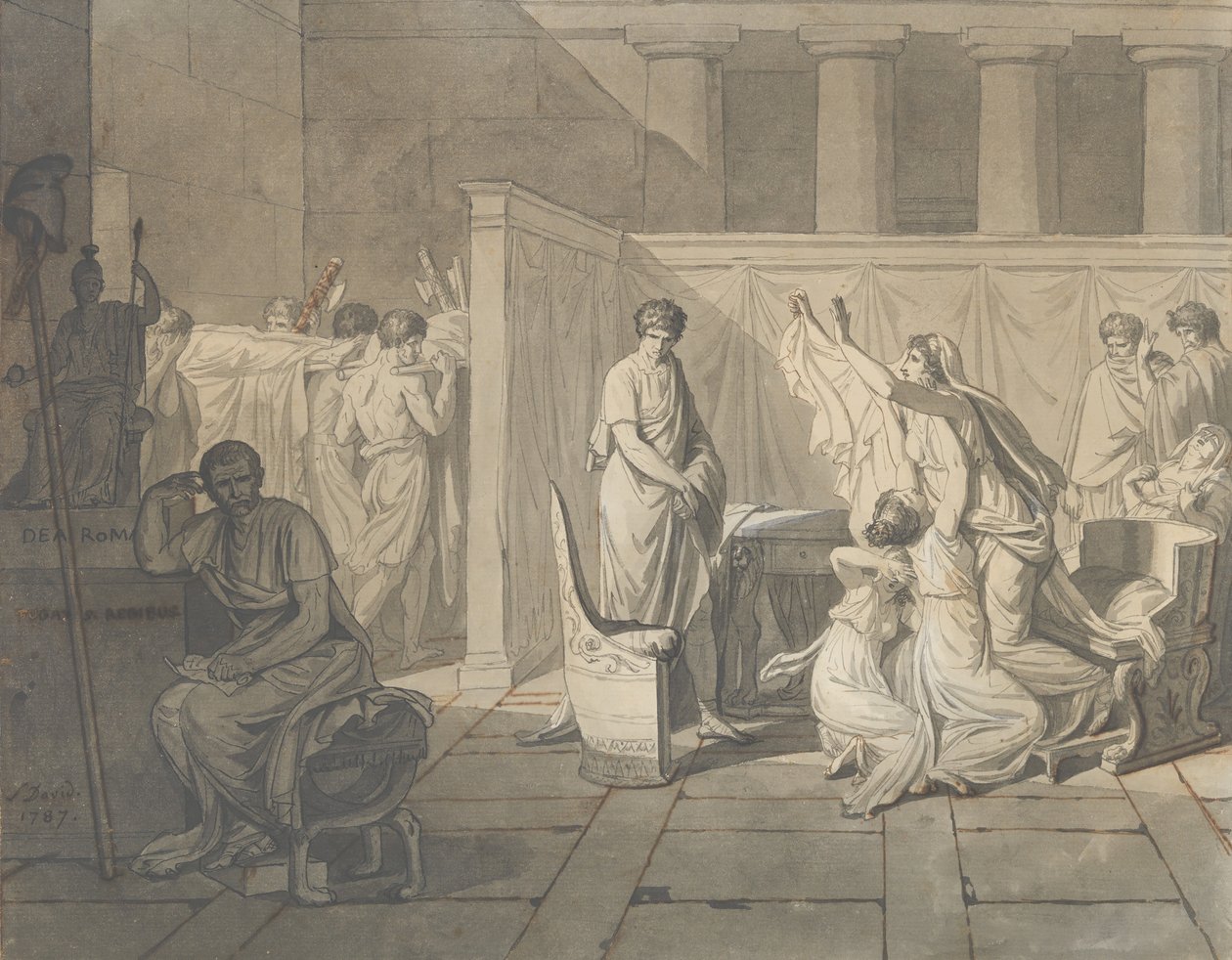 Study for The Lictors Bringing Brutus the Bodies of Sons, 1787. tekijältä Jacques Louis David