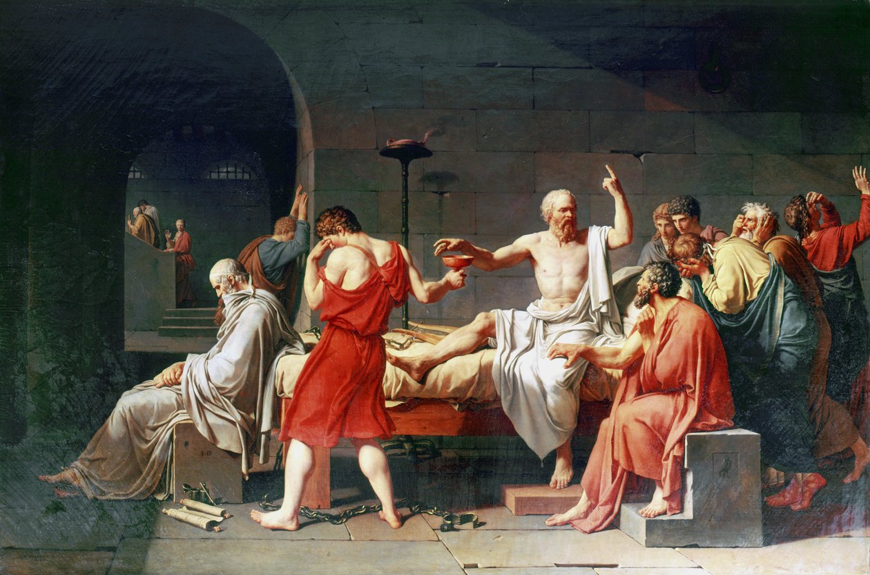 Sokrateen kuolema, 4. vuosisadalla eKr., 1787 tekijältä Jacques Louis David