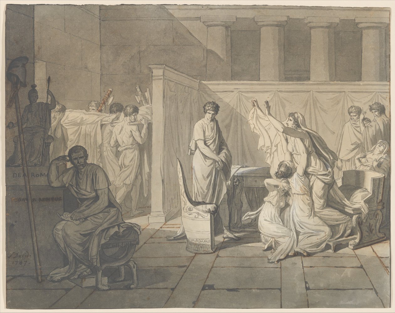 Liktorit tuovat Brutukselle hänen poikiensa ruumiit tekijältä Jacques Louis David