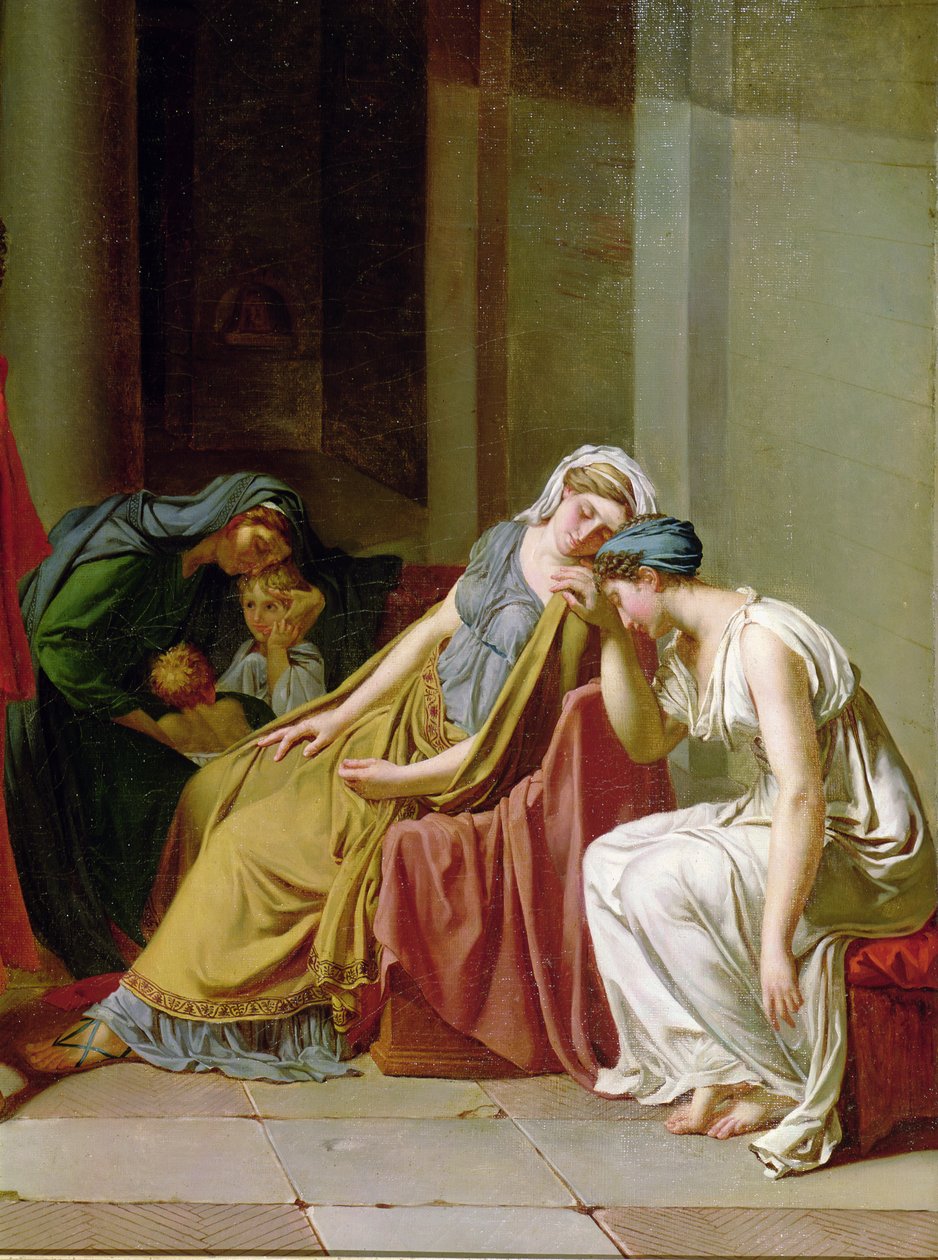 Oath of the Horatii yksityiskohta naisten ryhmästä oikealla, n. 1783 öljy kankaalle tekijältä Jacques Louis David
