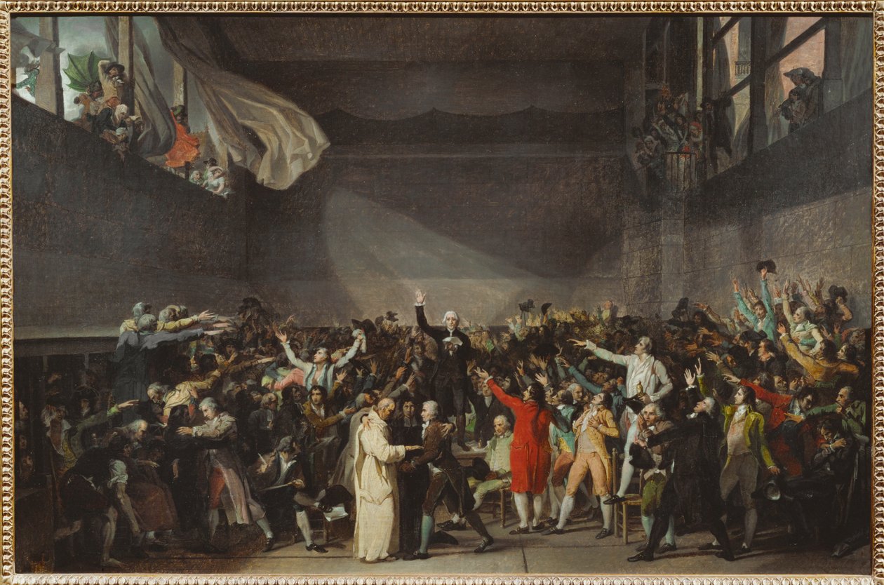 Jeu de Paumen vala, kun Kolme säätyä kieltäytyi hajoamasta kuninkaallisesta käskystä ... tekijältä Jacques Louis David