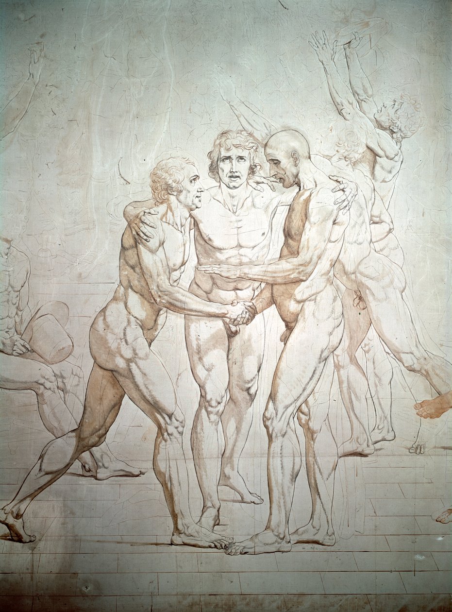 Tenniskentän vala keskeneräinen, yksityiskohta, 1791-1792 tekijältä Jacques Louis David