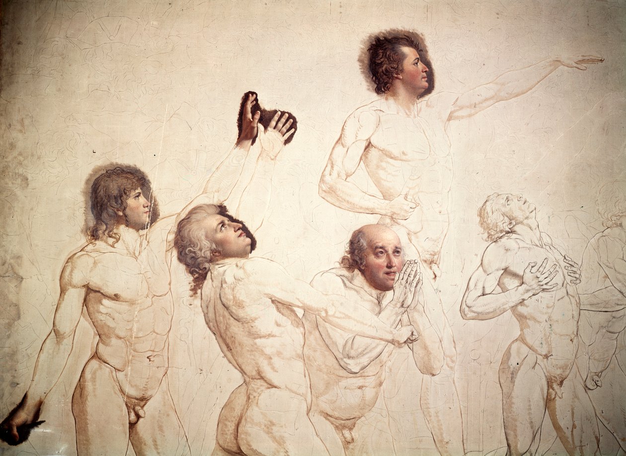 Tenniskentän vala keskeneräinen, yksityiskohta, 1791-1792 tekijältä Jacques Louis David