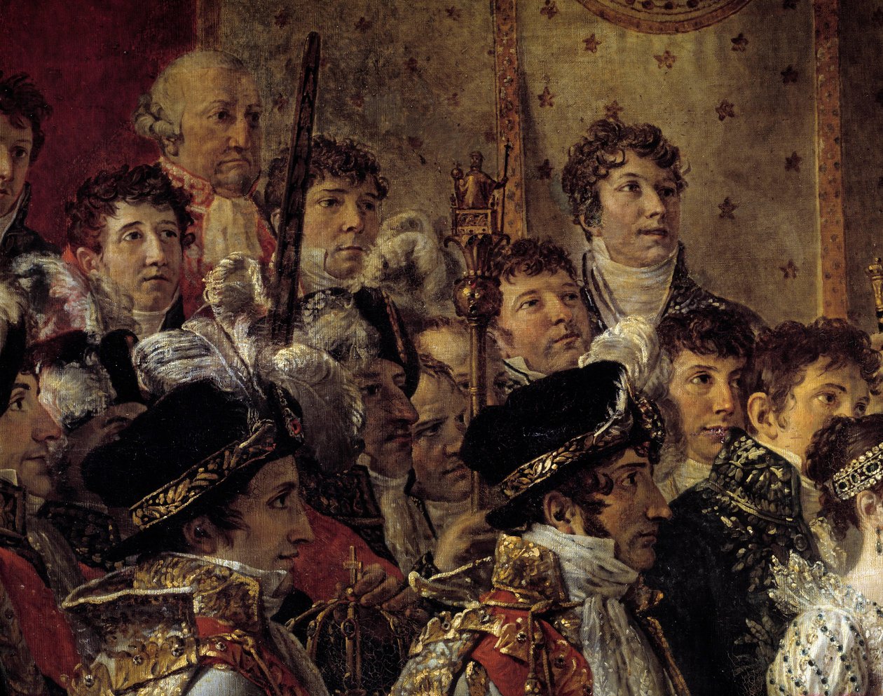 Napoleonin riitti. Yksityiskohta, joka kuvaa Napoleonin veljiä (Joseph Bonaparte tekijältä Jacques Louis David