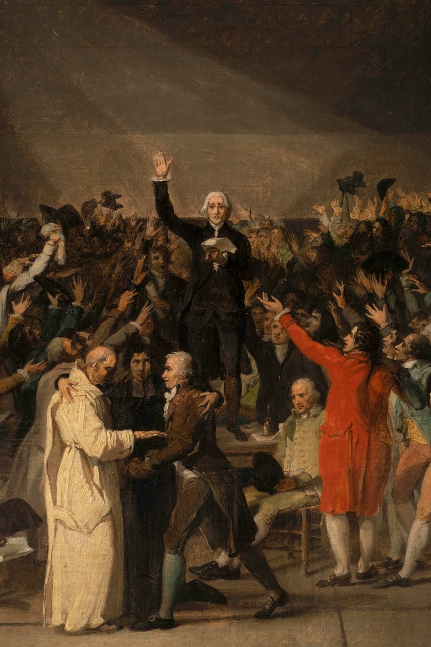 Tenniskentän vala, 20. kesäkuuta 1789, yksityiskohta tekijältä Jacques Louis David