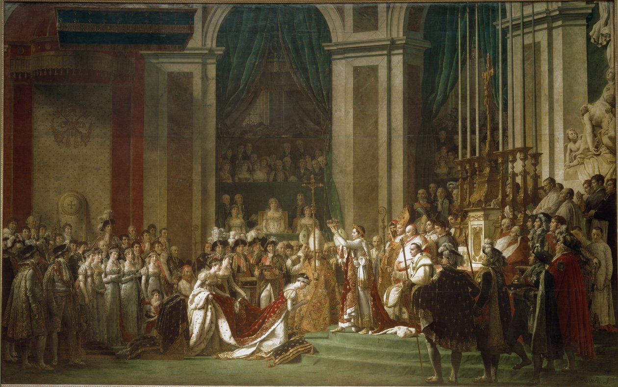 Keisari Napoleon I:n vihkiminen ja keisarinna Josephinen kruunajaiset. tekijältä Jacques Louis David