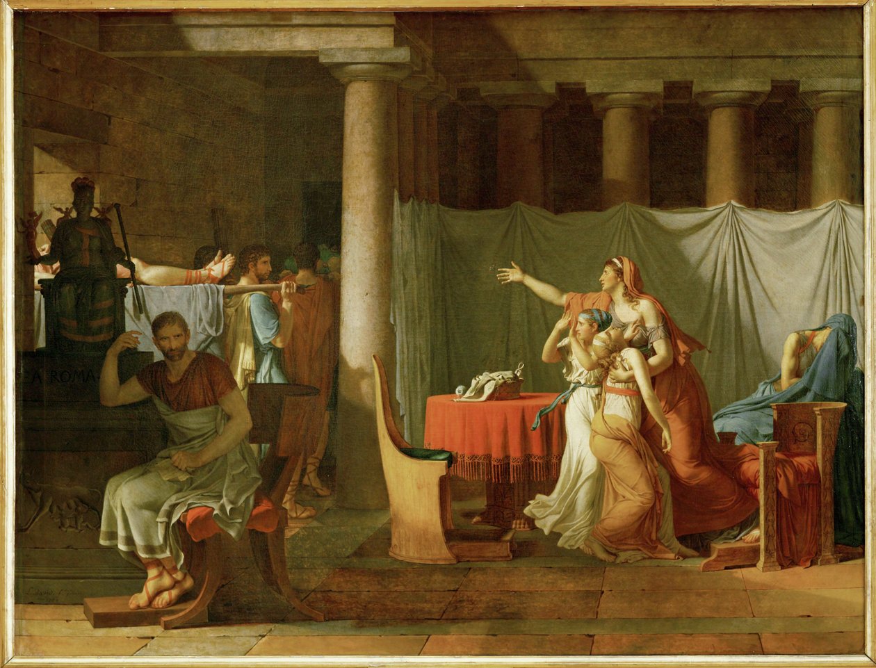 Likaattorit tuovat Brutukselle hänen kuolleiden poikiensa ruumiit ... tekijältä Jacques Louis David
