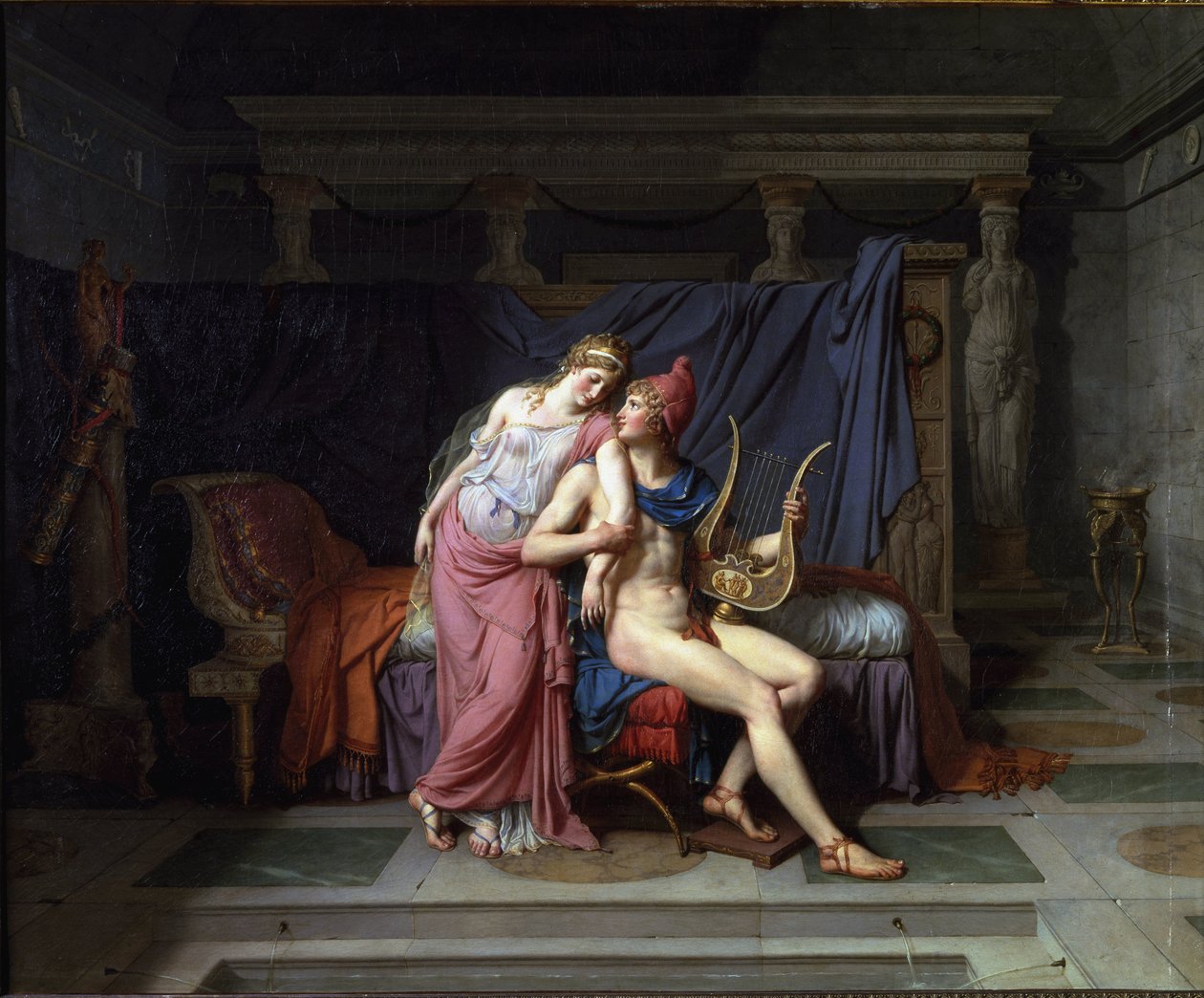 Parisin ja Helenin rakkaudet - Öljy kankaalle tekijältä Jacques Louis David