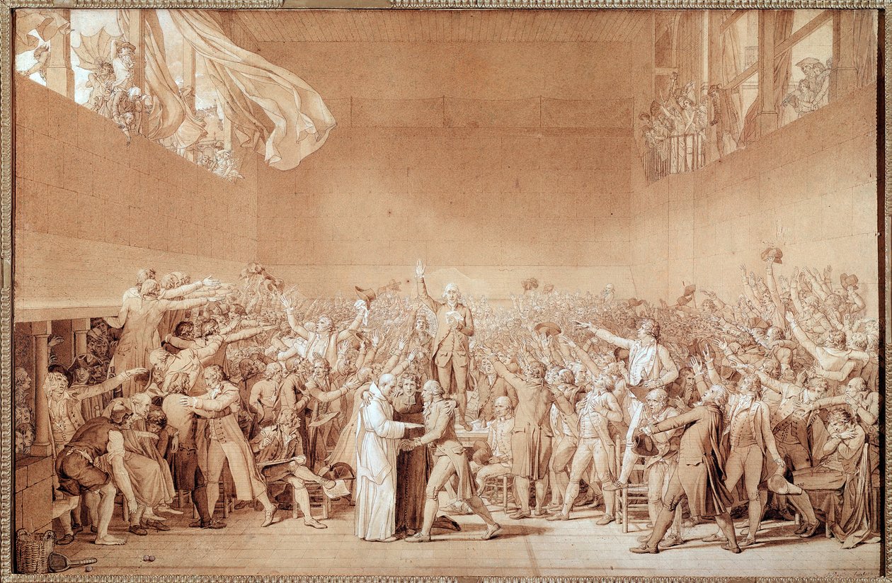 Tenniskentän vala (valmistelupiirros tekijältä Jacques Louis David