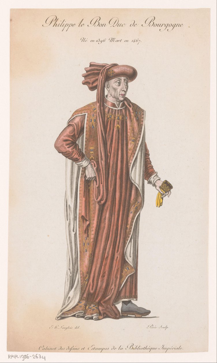 Muotokuva Philip Hyvästä Philippe le Bon Duc de Bourgogne (otsikko esineessä) tekijältä Jacques Louis Perée
