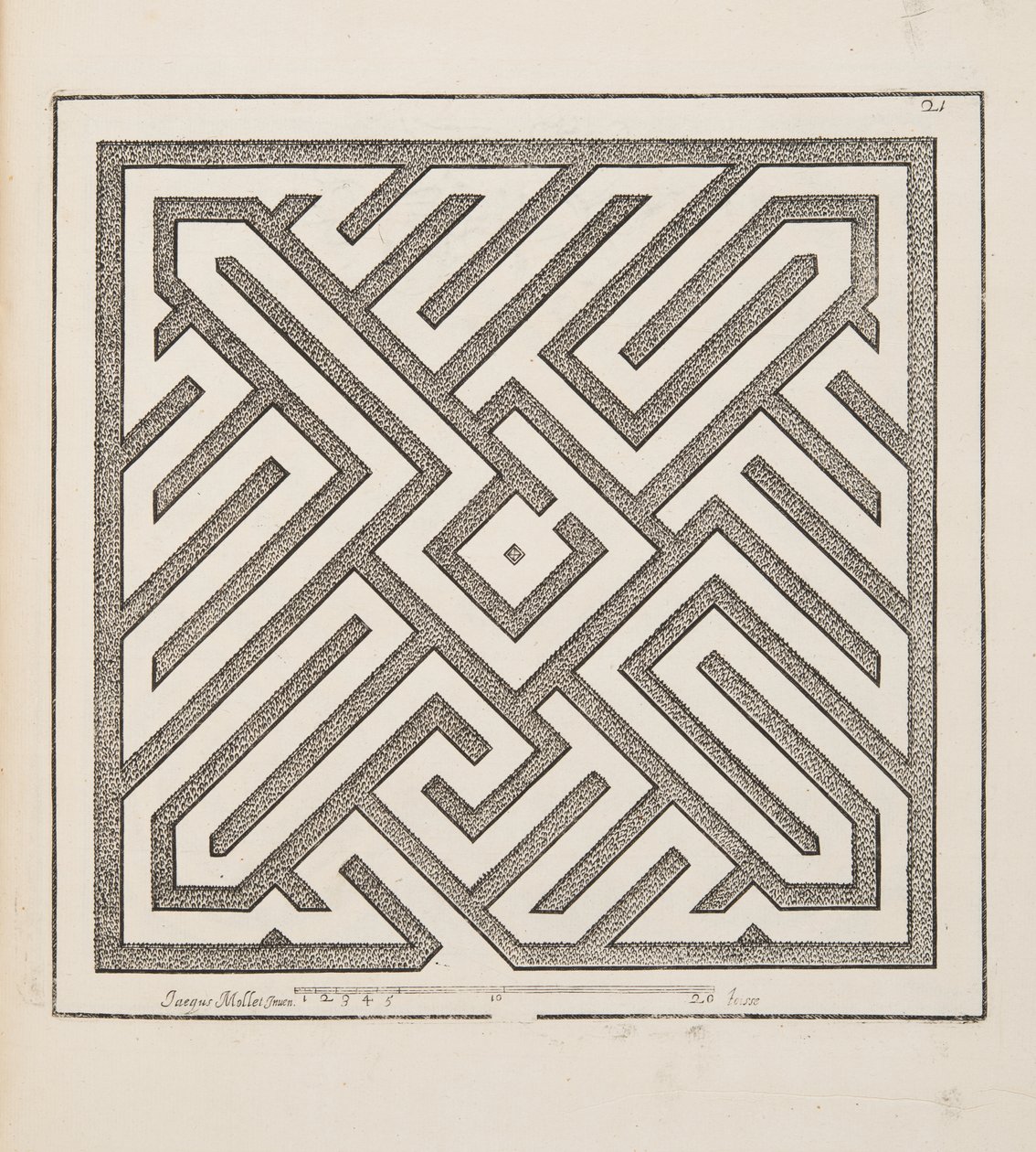Design for Parterre, Theater des Plans et Jardinages, pub.1652 (kaiverrus) tekijältä Jacques Mollet
