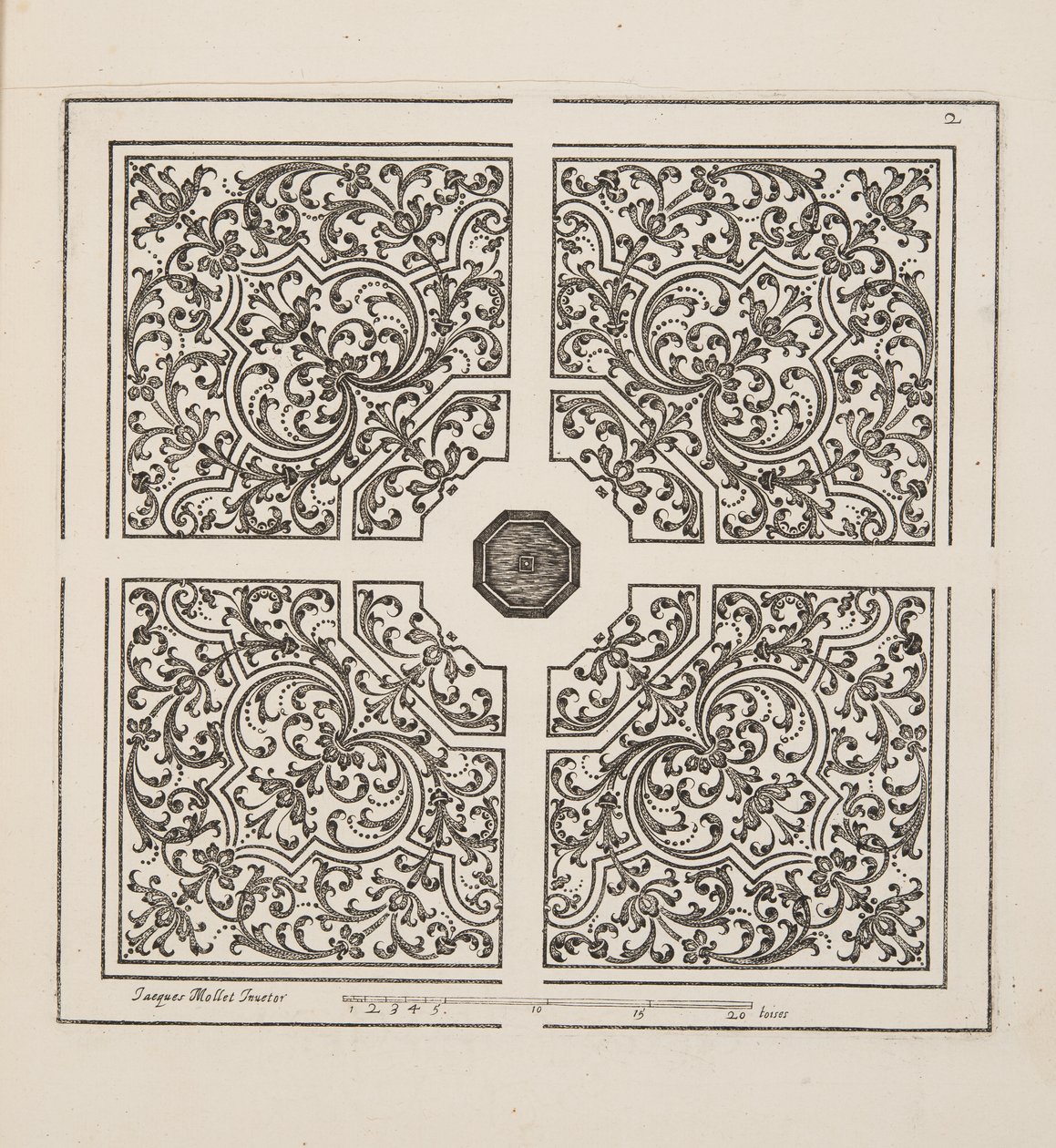 Design for Parterre, Theater des Plans et Jardinages, pub.1652 (kaiverrus) tekijältä Jacques Mollet