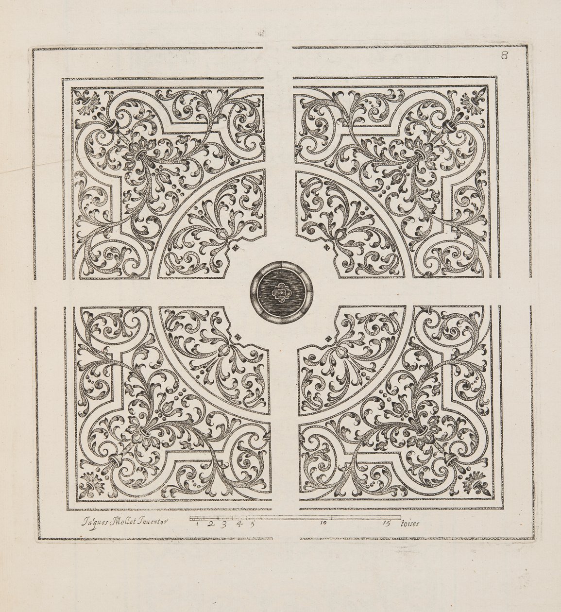 Design for Parterre, Theater des Plans et Jardinages, pub.1652 (kaiverrus) tekijältä Jacques Mollet