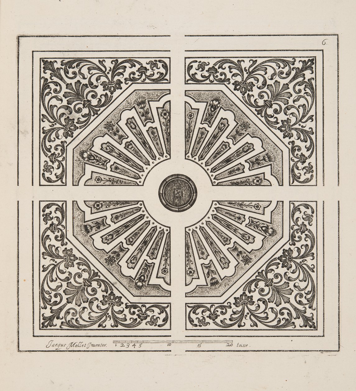 Design for Parterre, Theater des Plans et Jardinages, pub.1652 (kaiverrus) tekijältä Jacques Mollet