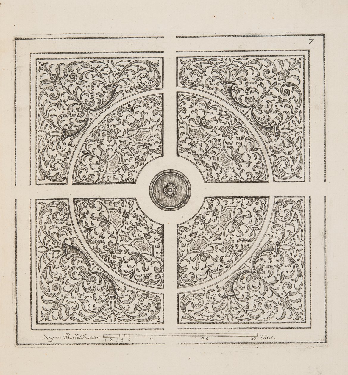 Design for Parterre, Theater des Plans et Jardinages, pub.1652 (kaiverrus) tekijältä Jacques Mollet