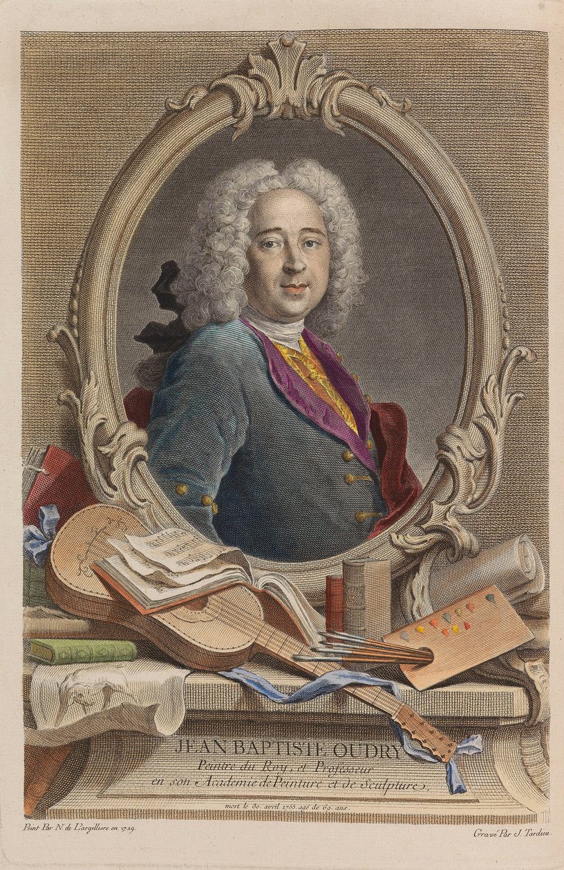 Jean-Baptiste Oudryn muotokuva 1686-1755, 1755. tekijältä Jacques Nicolas Tardieu
