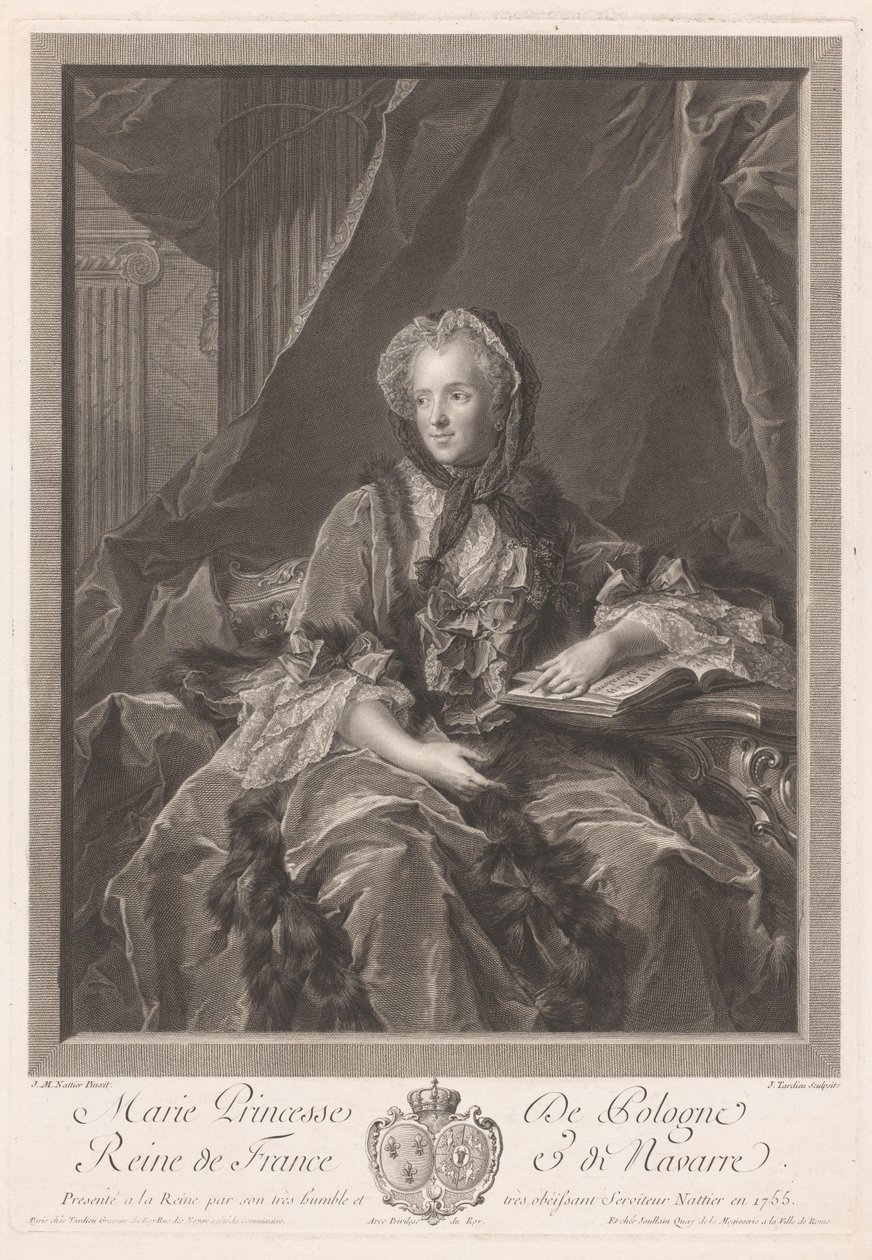 Portret van koningin Maria Leczinska tekijältä Jacques Nicolas Tardieu