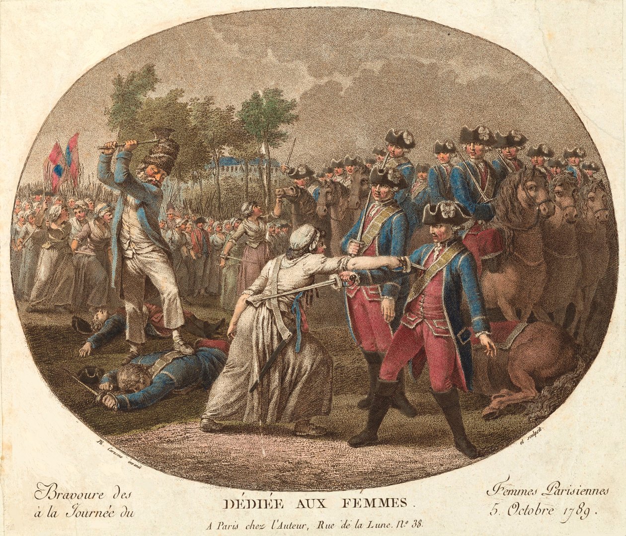Pariisilaisnaisten rohkeus 5. lokakuuta 1789: omistettu naisille tekijältä Jacques Philippe Caresme