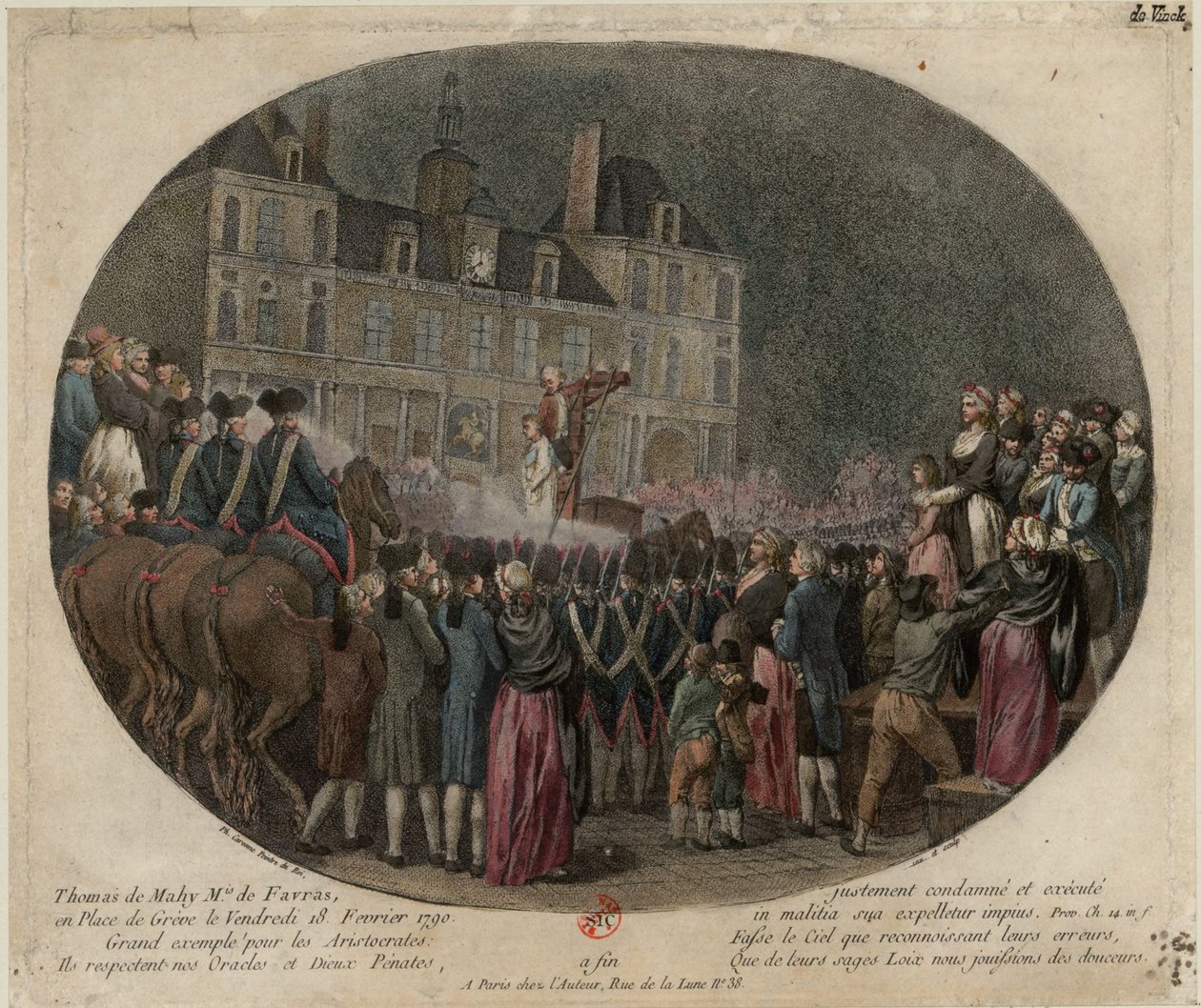 Thomas de Mahyn, Favrasin markiisin teloitus 1744-1790, 18. helmikuuta 1790, tekijältä Jacques Philippe Caresme