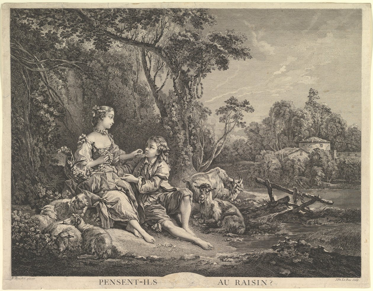 Pensant-ils au Raisin ajattelevatko he rypälettä, 1700-luku. tekijältä Jacques Philippe Le Bas