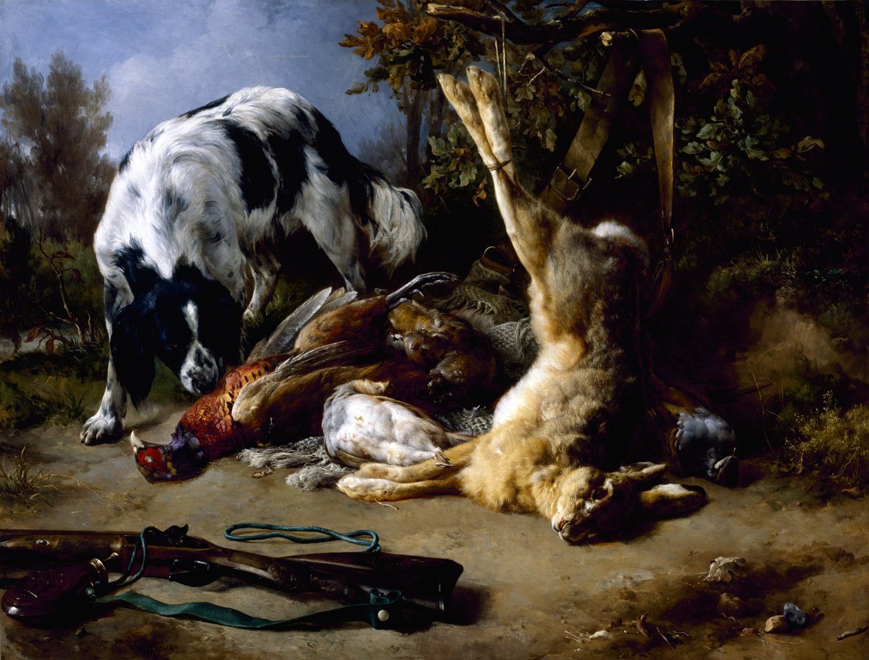 Spanieli kuolleiden asetelmilla, 1837 tekijältä Jacques Raymond Brascassat