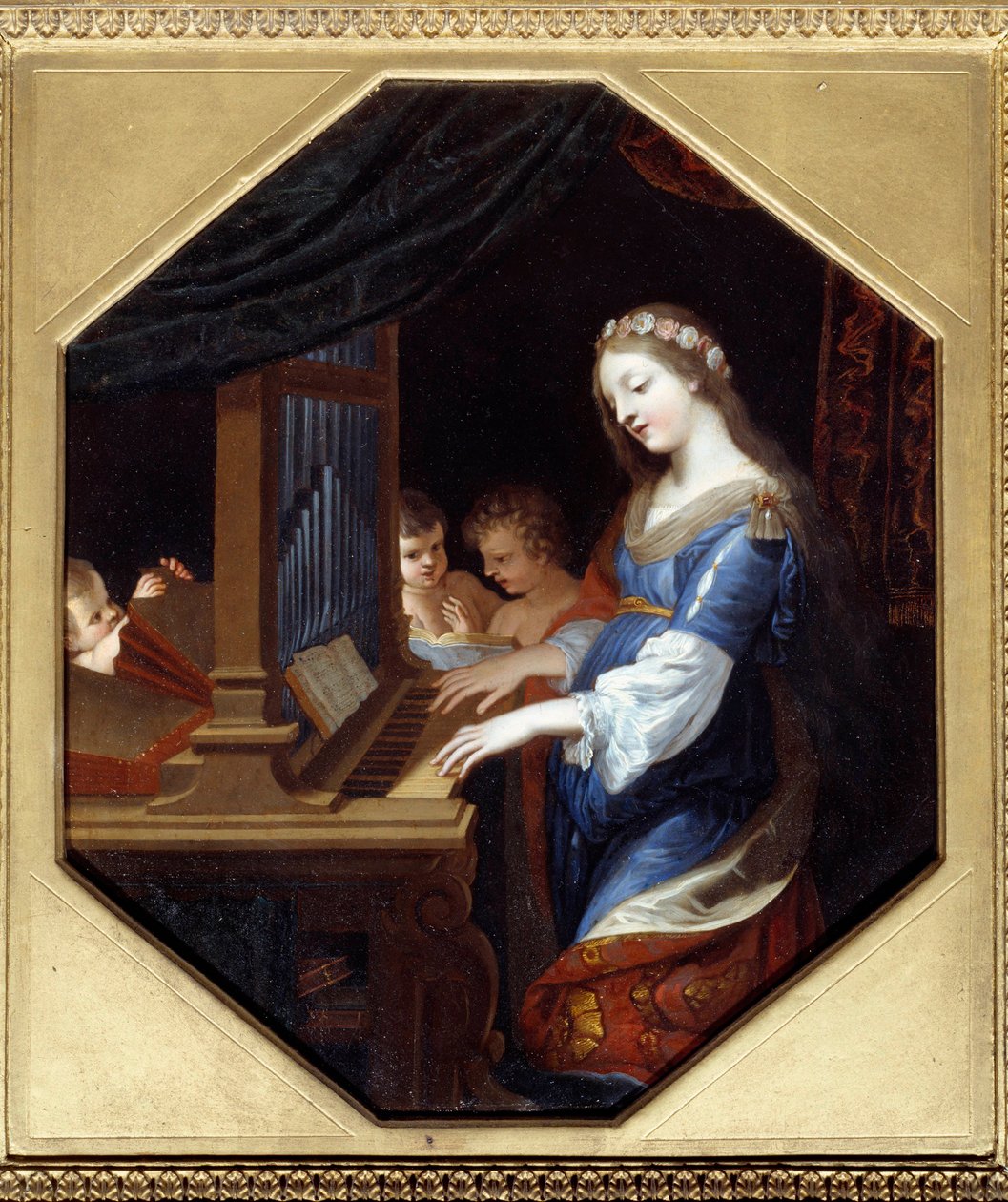 Saint Cecile soittaa urkuja Jacques Stellan maalaus tekijältä Jacques Stella
