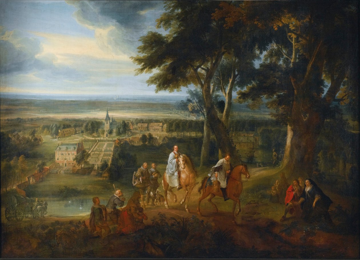 Habsburgin Rudolf luovuttaa hevosensa papille, joka toimittaa viaticumin, noin 1613-86 (öljy kankaalle). tekijältä Jacques d