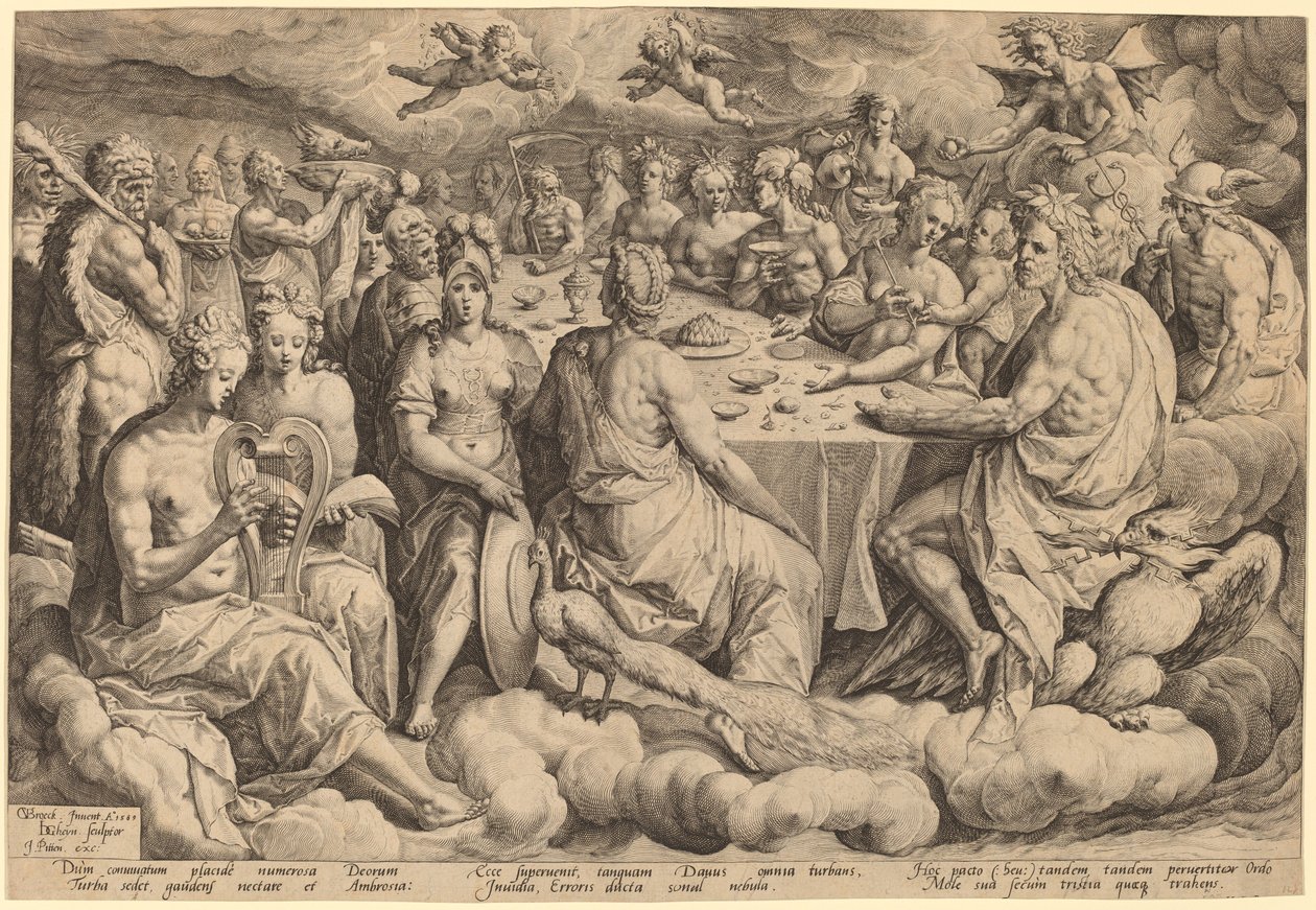 Jumalten juhlat Peleuksen ja Thetisin häissä tekijältä Jacques de Gheyn II, after Crispen van den Broecke
