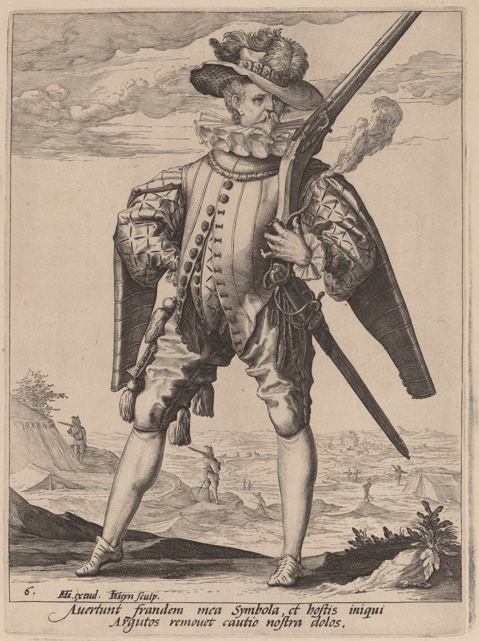 Muskettisoturi tekijältä Jacques de Gheyn II after Hendrik Goltzius