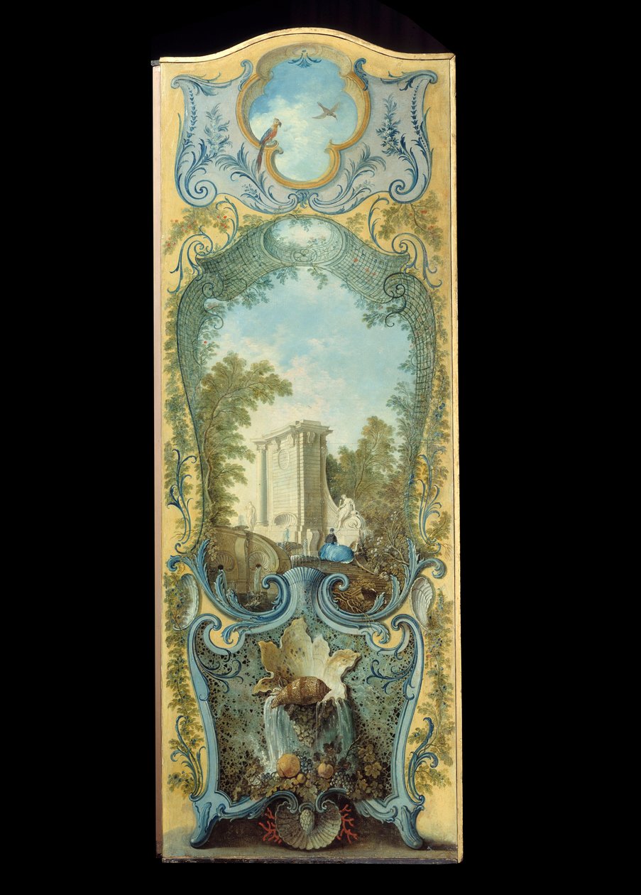 Huonekalut: Jacques de Lajouen (1686-1761) maalausseinä maroufle-paperille 1700-luku tekijältä Jacques de Lajoüe