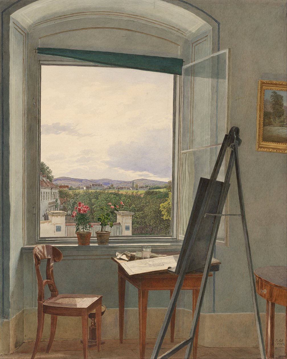 Näkymä taiteilijan ateljeesta Alservorstadtista kohti Dornbachia, 1836. tekijältä Jakob Alt