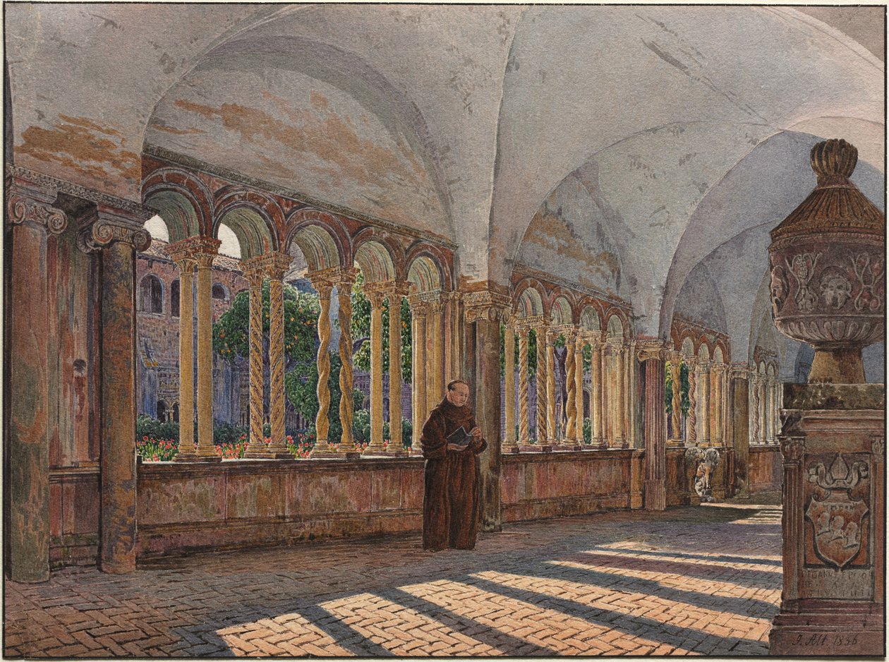 Näkymä San Giovannin luostarista Lateranossa, Roomassa, 1836. tekijältä Jakob Alt