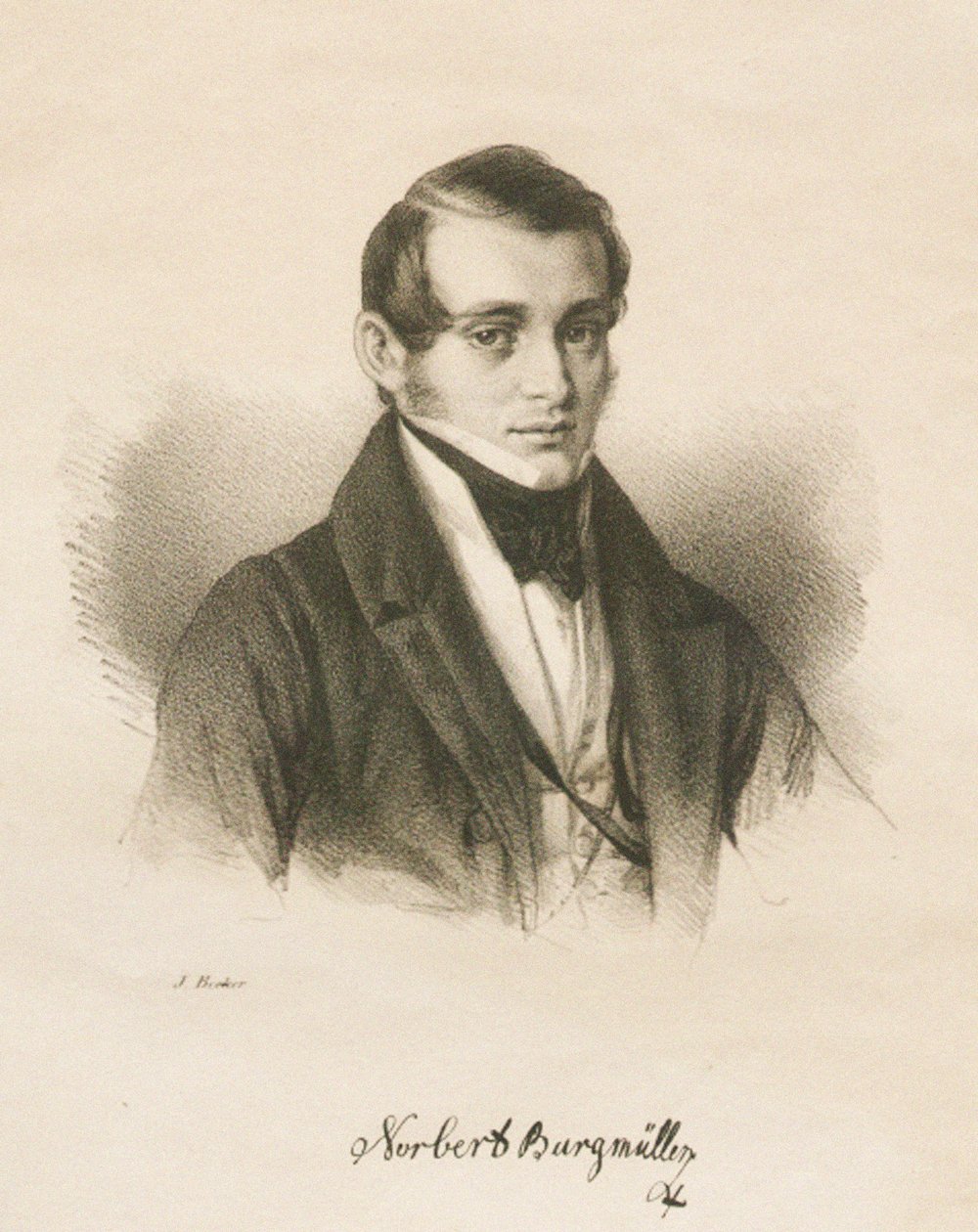 Säveltäjä Norbert Burgmüllerin muotokuva 1810-1836, 1836 tekijältä Jakob Becker