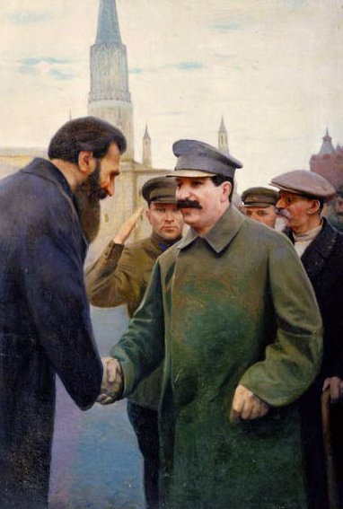 Josif Stalinin (1879-1953) ja Otto Schmidtin tapaaminen tekijältä Jakoff Jakovlevitch Kalinitchenko