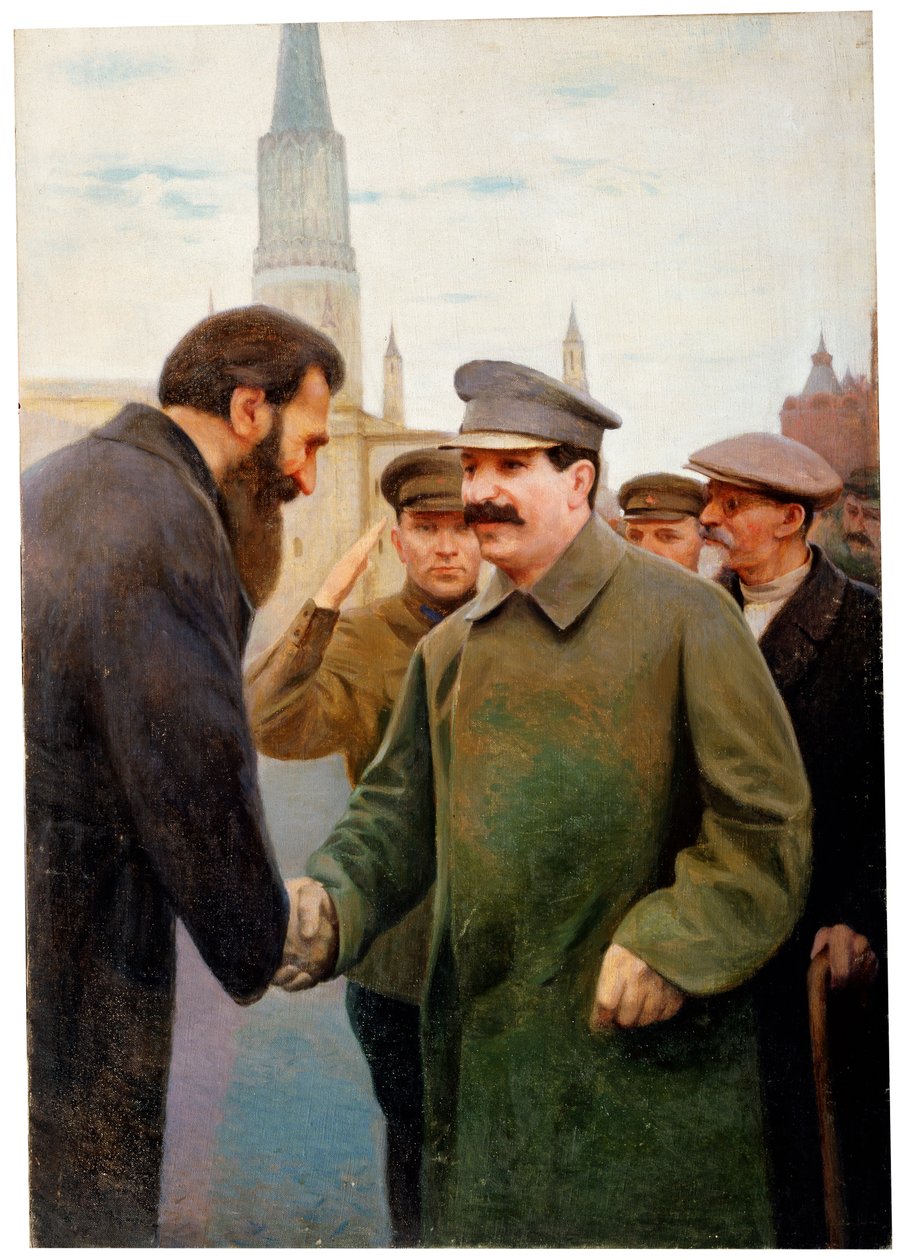 Josef Stalin ja geofyysikko Otto Y Schmidt, 1930-luku tekijältä Jakov Kalinichenko