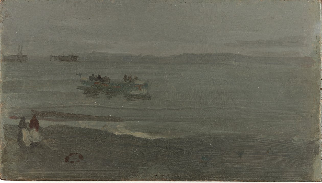 Sininen ja hopea - vene saapuu Pourvilleen, 1899 (öljy puupaneelille) tekijältä James Abbott McNeill Whistler