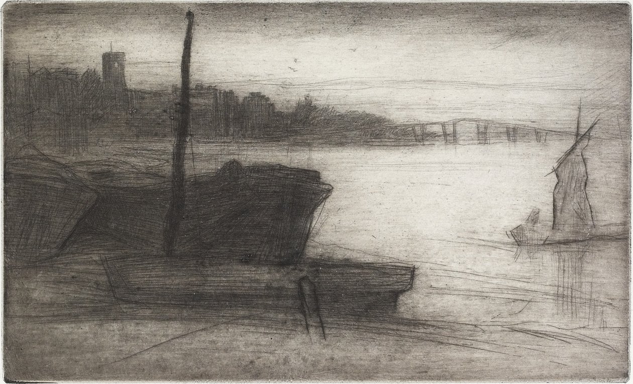 Chelsean silta ja kirkko kuudestatoista Thamesin etsauksesta ja muista aiheista, 1870-1871 tekijältä James Abbott McNeill Whistler