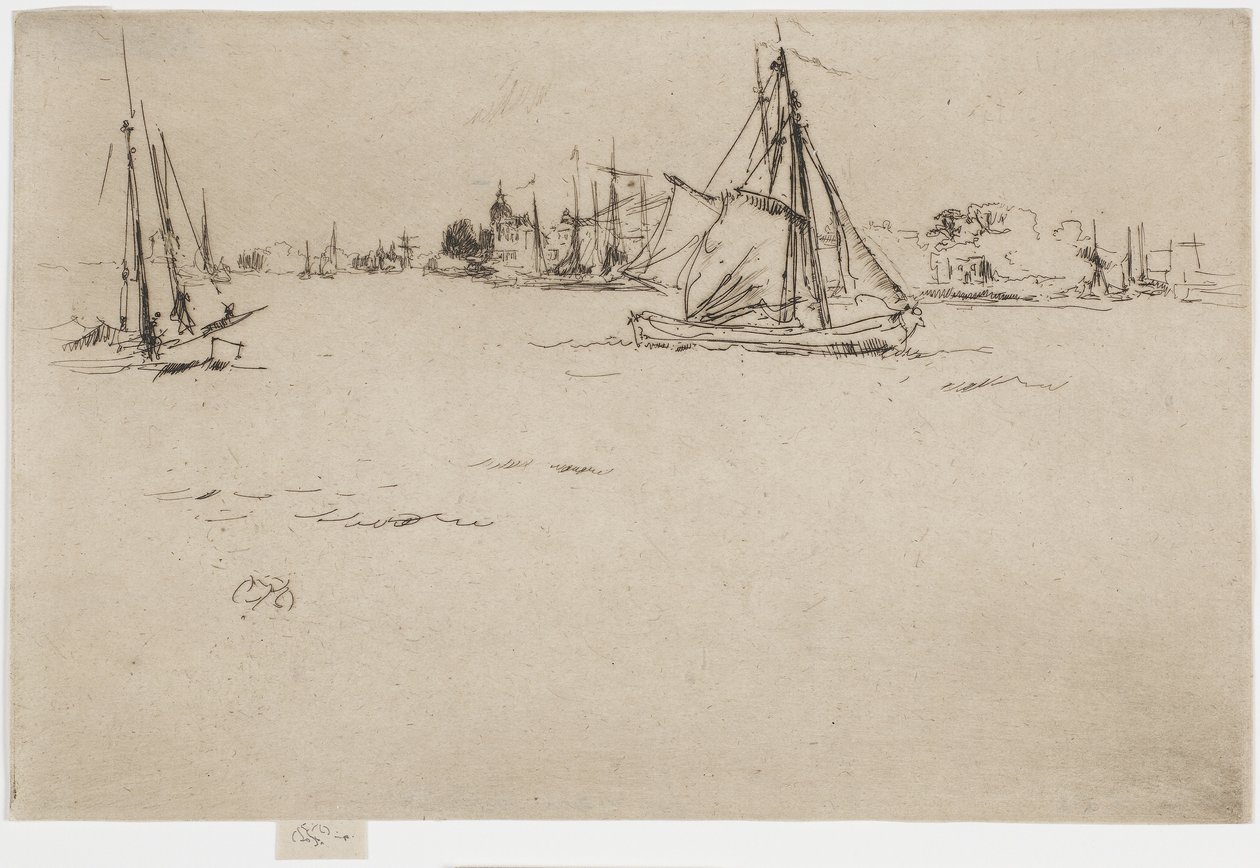 Dordrecht, 1894 (etsaus paperille) tekijältä James Abbott McNeill Whistler