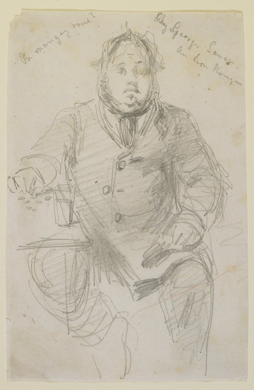 George Sauter punaisessa leijonassa, 1858 (kynä luonnonvalkoiselle kudottulle paperille) tekijältä James Abbott McNeill Whistler