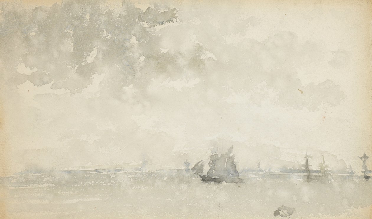 Harmaa ja hopea - Pohjanmeri, n. 1884 (wc kudospaperilla) tekijältä James Abbott McNeill Whistler