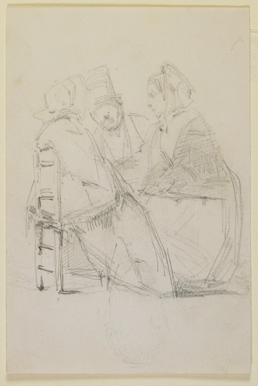 Ryhmäkeskustelu, 1858 (kynä luonnonvalkoiselle kudottupaperille) tekijältä James Abbott McNeill Whistler