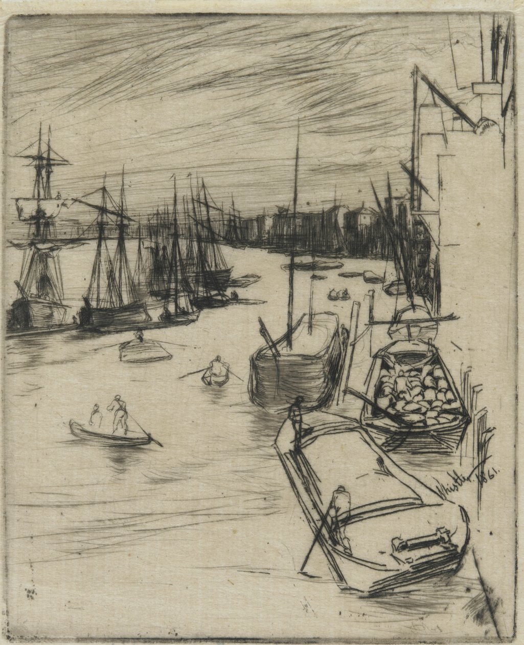 Little Wapping, 1861 (etsaus paperille) tekijältä James Abbott McNeill Whistler