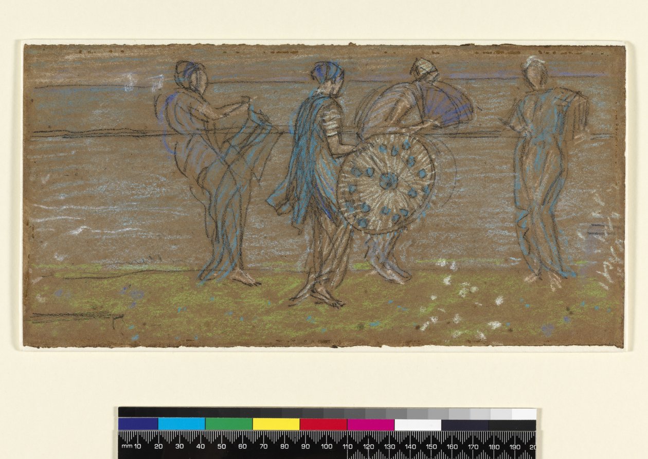 PD.187-1961 Meri, ranta ja hahmot (pastelli paperille) tekijältä James Abbott McNeill Whistler