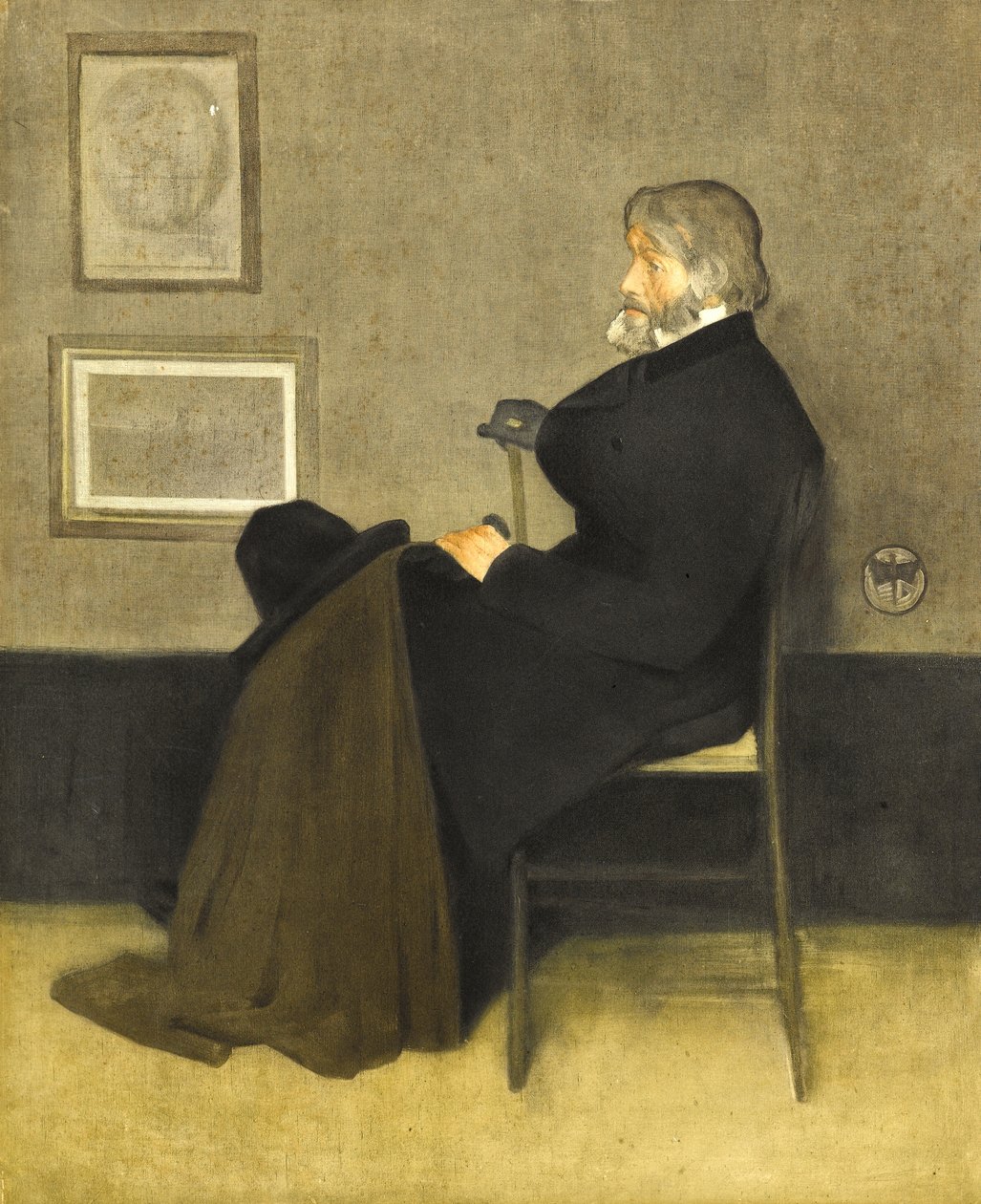 Thomas Carlylen muotokuva, n. 1880 (käsinvärinen syväpaino, valkoisella kudottupaperilla) tekijältä James Abbott McNeill Whistler