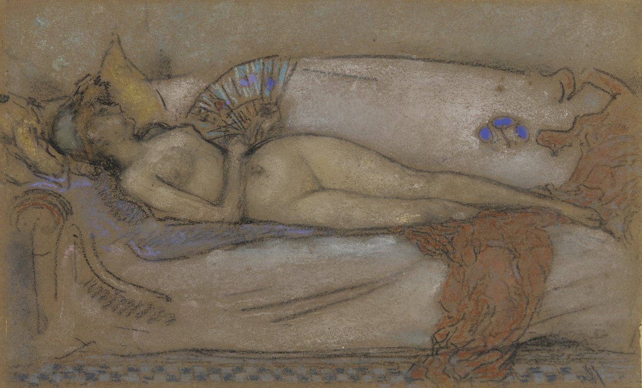 Pour le pastel: 1885-95 (liitu ja pastelli ruskealle paperille). tekijältä James Abbott McNeill Whistler