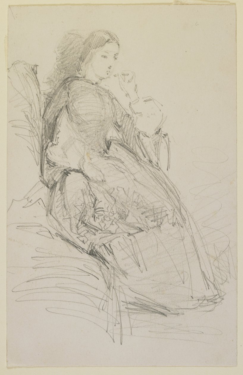 Istuva nainen, tupakoiva, 1858-59 (lyijykynä luonnonvalkoiselle paperiarkille) tekijältä James Abbott McNeill Whistler